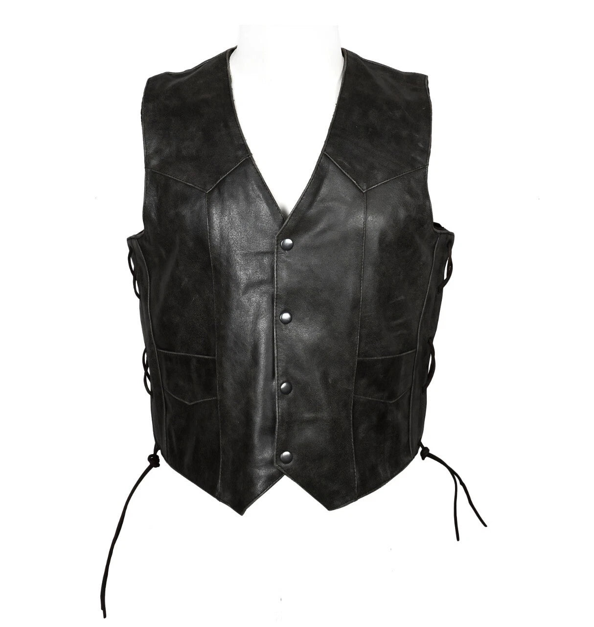 LACE MOTORCYCLE BIKE LEATHER WAISTCOAT Style 1044 IN Brown TASSEL COWHIDE