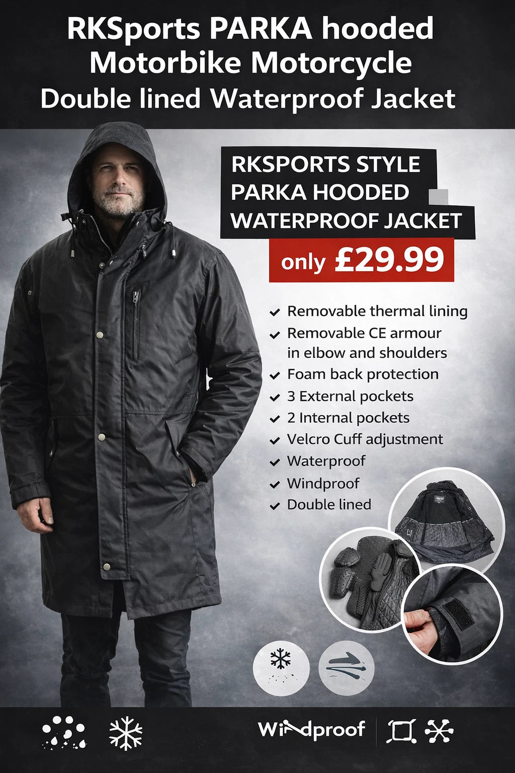 Proto Parka Hooded Double Lined Motorcycle Suit