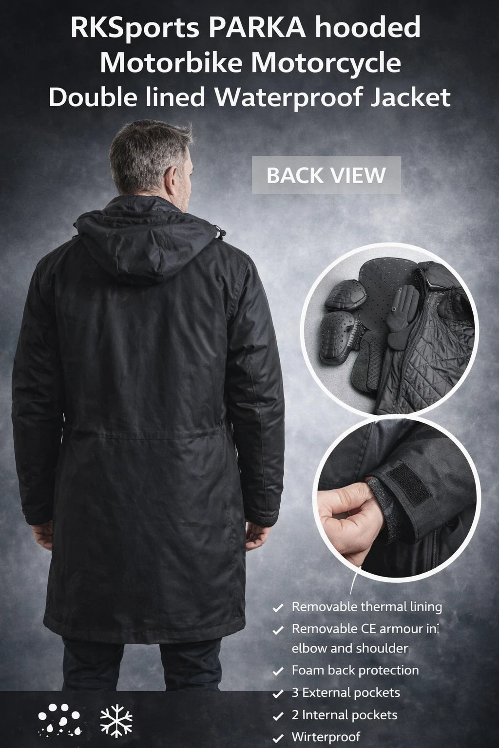Combinaison moto Proto Parka à capuche, double doublure