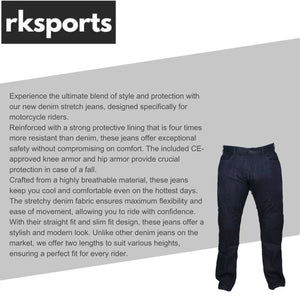 RK Sports Original CE Approved A Rated Motorcycle Denim Men's stretch Jeans – Comfortable