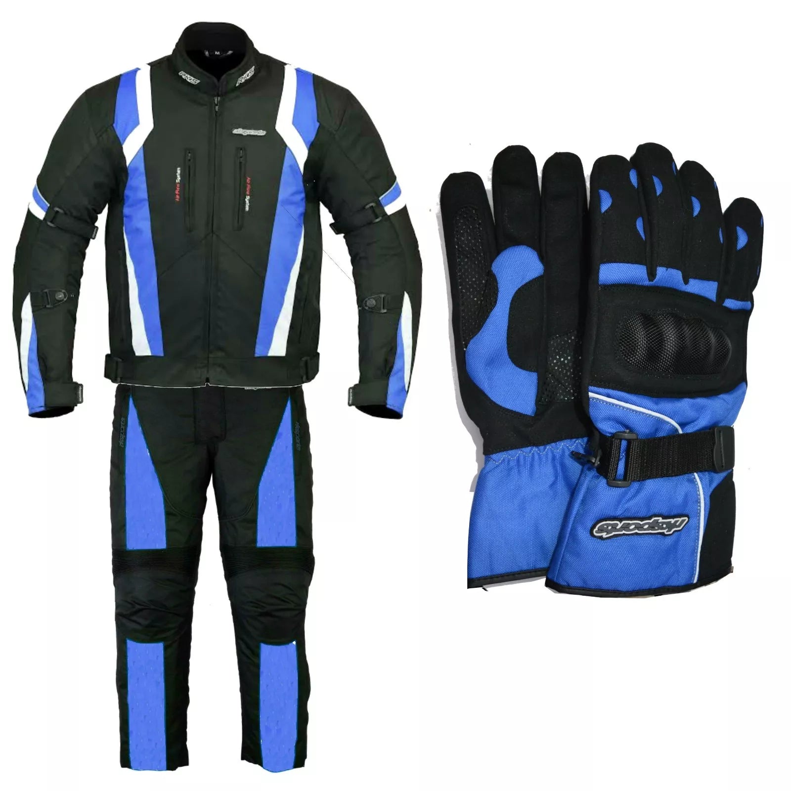 RKSports 1509 Motorbike Waterproof Blue Textile Suit Combination Trousers +Jacket CE Men