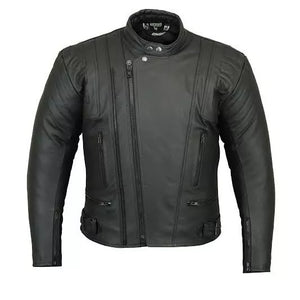 Mens FXT Leather Fashion MOTORCYCLE MOTORBIKE JACKET ARMOUR IN BLACK