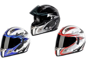 NITRO NSFP ALIEN DUAL VISOR MOTORCYCLE MOTORBIKE CRASH HELMET RED BLACK BLUE