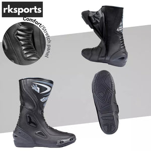 LV14 Motorcycle Black Blue Red Armoured Leather Waterproof Motorbike Race Boots