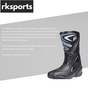 LV14 Motorcycle Black Blue Red Armoured Leather Waterproof Motorbike Race Boots