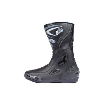 LV14 Motorcycle Black Blue Red Armoured Leather Waterproof Motorbike Race Boots