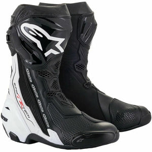 Alpinestars Supertech R Boots Motorbike Motorcycle Sports Track Race Black White