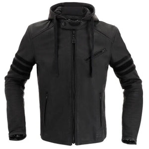 Richa Toulon 2 Black Edition Hooded Leather Motorcycle Jacket - Black