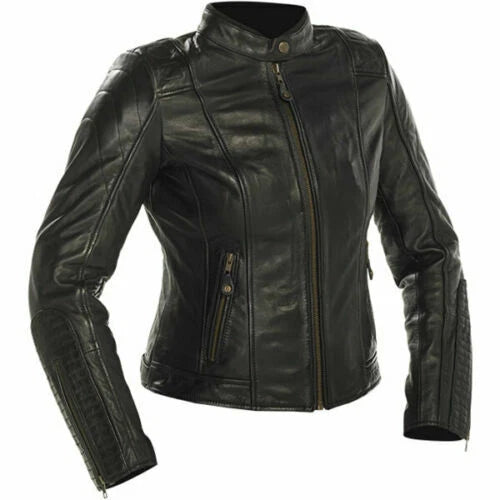 Richa Ladies Womens Lausanne Leather Motorcycle Motorbike Classic Jacket Black