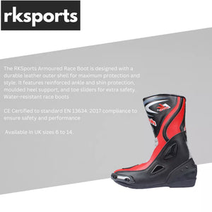 LV14 Motorcycle Black Blue Red Armoured Leather Waterproof Motorbike Race Boots