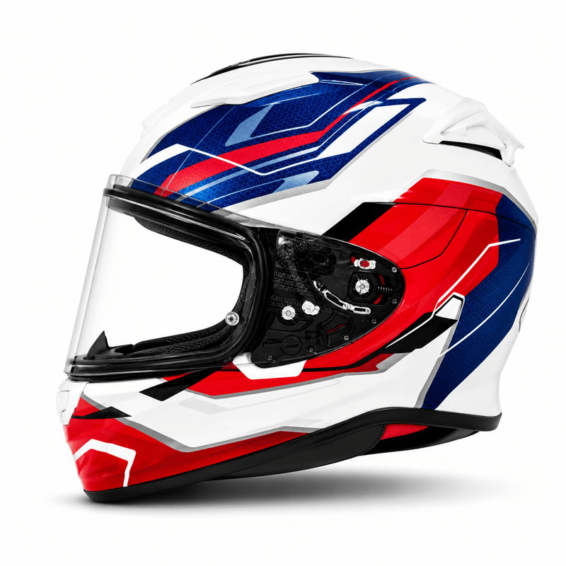 Shoei NXR2 Capriccio TC-10 White Blue Red Full Face Motorcycle Helmet ECE 22.06