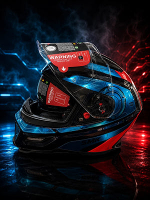 SMK STELLAR SPORT UNO GL657 MOTORCYCLE HELMET BLUE RED GREY - FREE DARK VISOR