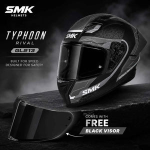 SMK Typhoon Rival GL213 Full Face Motorcycle Helmet with Free Black Visor – ECE