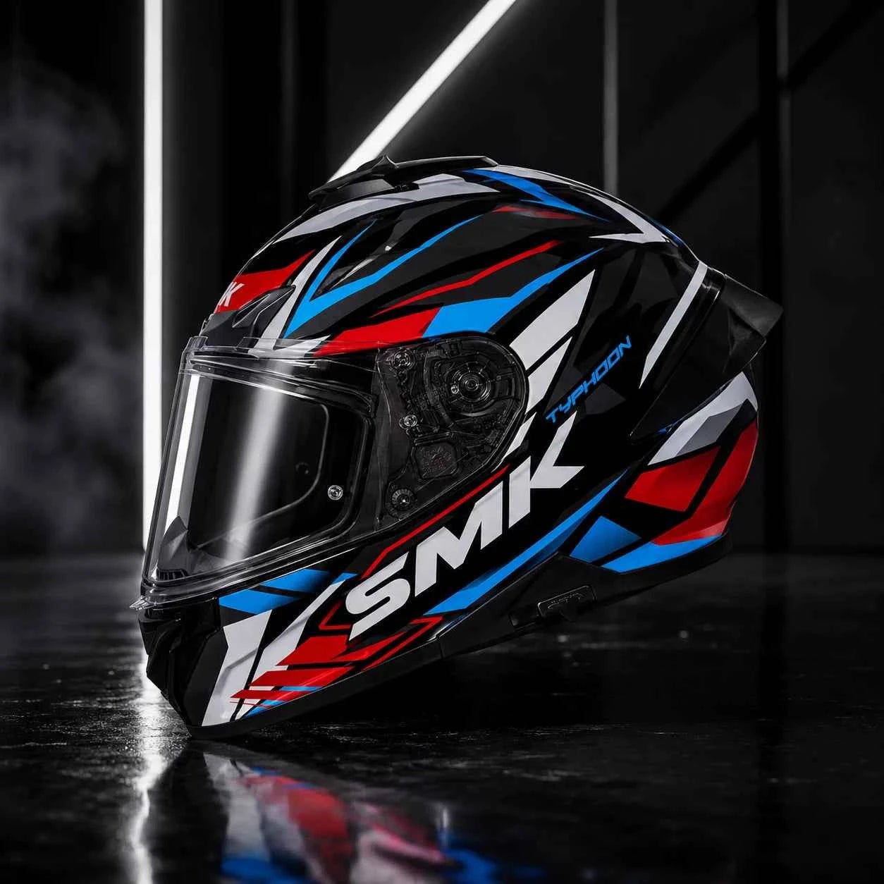 SMK Typhoon Rival GL213 Full Face Motorcycle Helmet with Free Black Visor – ECE
