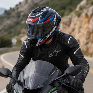 SMK Typhoon Rival GL213 Full Face Motorcycle Helmet with Free Black Visor – ECE