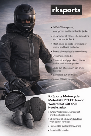 RK Sports CE Armure Souple Armoured Moto Hoodie