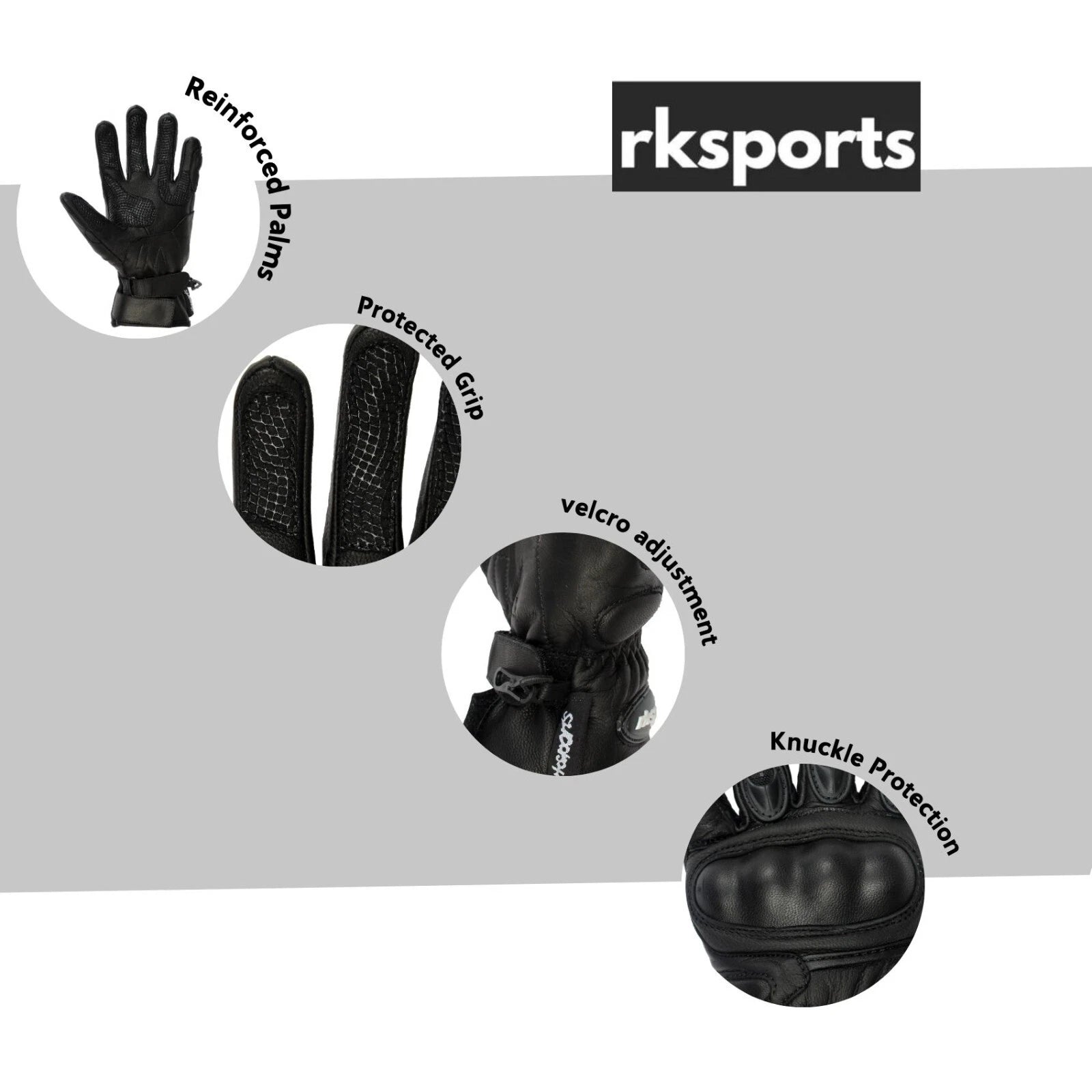 Gants de moto d'été en cuir RK Sports 560