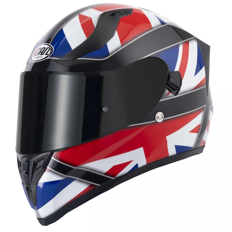 Vcan H128 Union Jack Full Face Motorcycle Crash Helmet Bike Moped GB ACU Gold