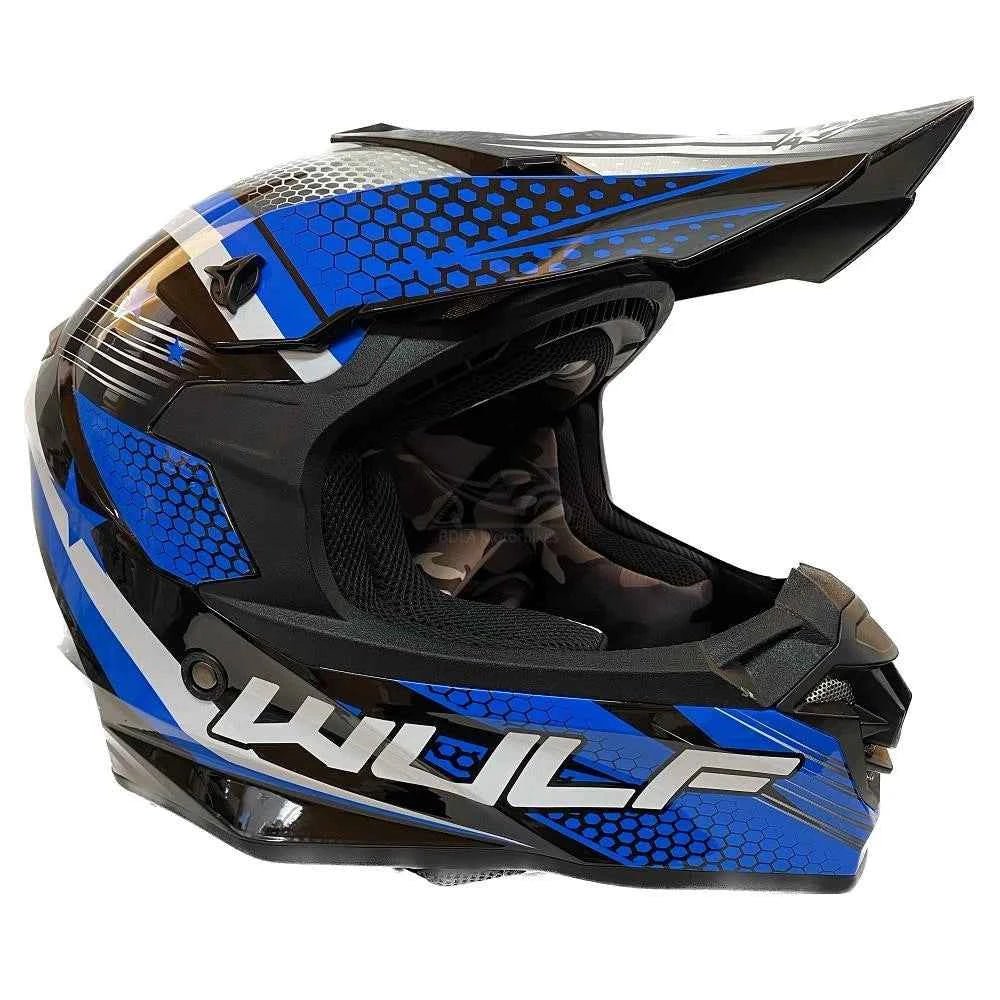 Wulfsport Adults Iconic Motocross Helmet Motorcross Off Road MX ATV Quad Blue