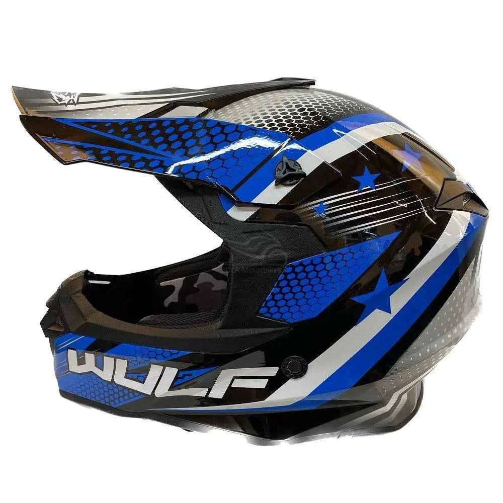 Wulfsport Adults Iconic Motocross Helmet Motorcross Off Road MX ATV Quad Blue