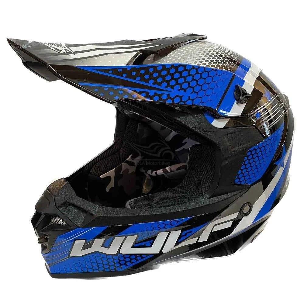 Wulfsport Adults Iconic Motocross Helmet Motorcross Off Road MX ATV Quad Blue